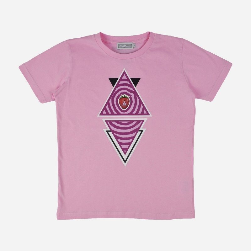 t-shirt rose avec une fraise, t-shirt en édition limitée