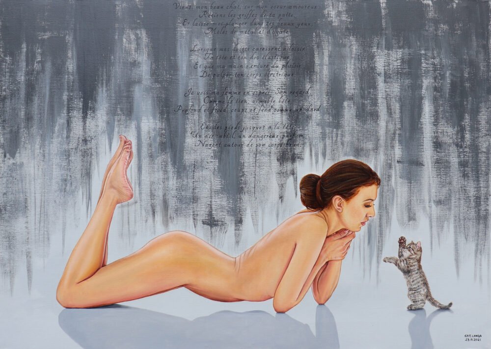 Le Chat, poème de Charles Baudelaire, peinture de Catt Landa
