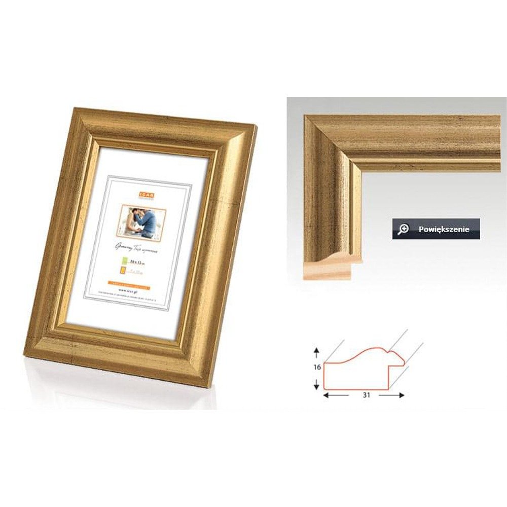 Cadre en bois 'RUSTIC" Doré