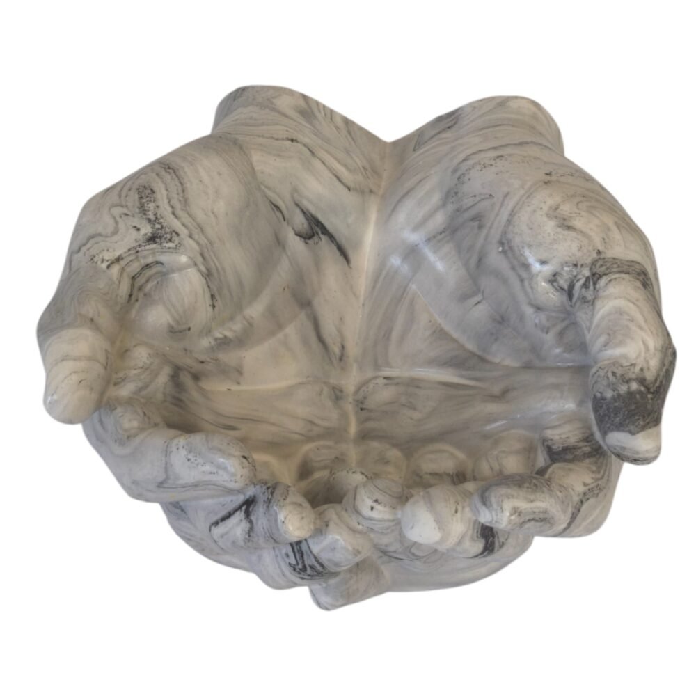 Vide-poche en forme de mains marbré noir & blanc – Image 4