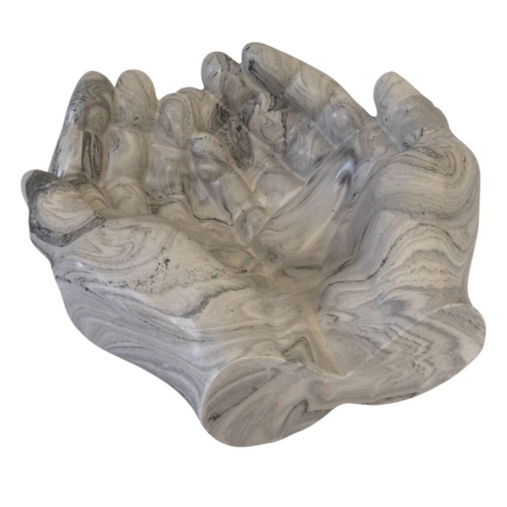 Vide-poche en forme de mains marbré noir & blanc – Image 3